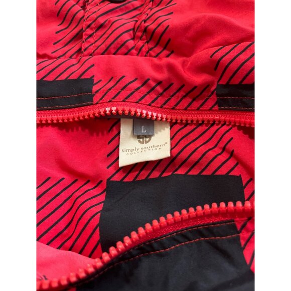 Simply Southern reversible red black checked pullover plush leopard print sz L - Picture 7 of 12